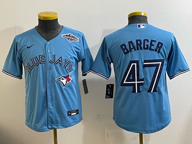 Youth 2025 Nike Toronto Blue Jays #47 Barger Light Blue Game MLB Jersey 02->youth mlb jersey->Youth Jersey